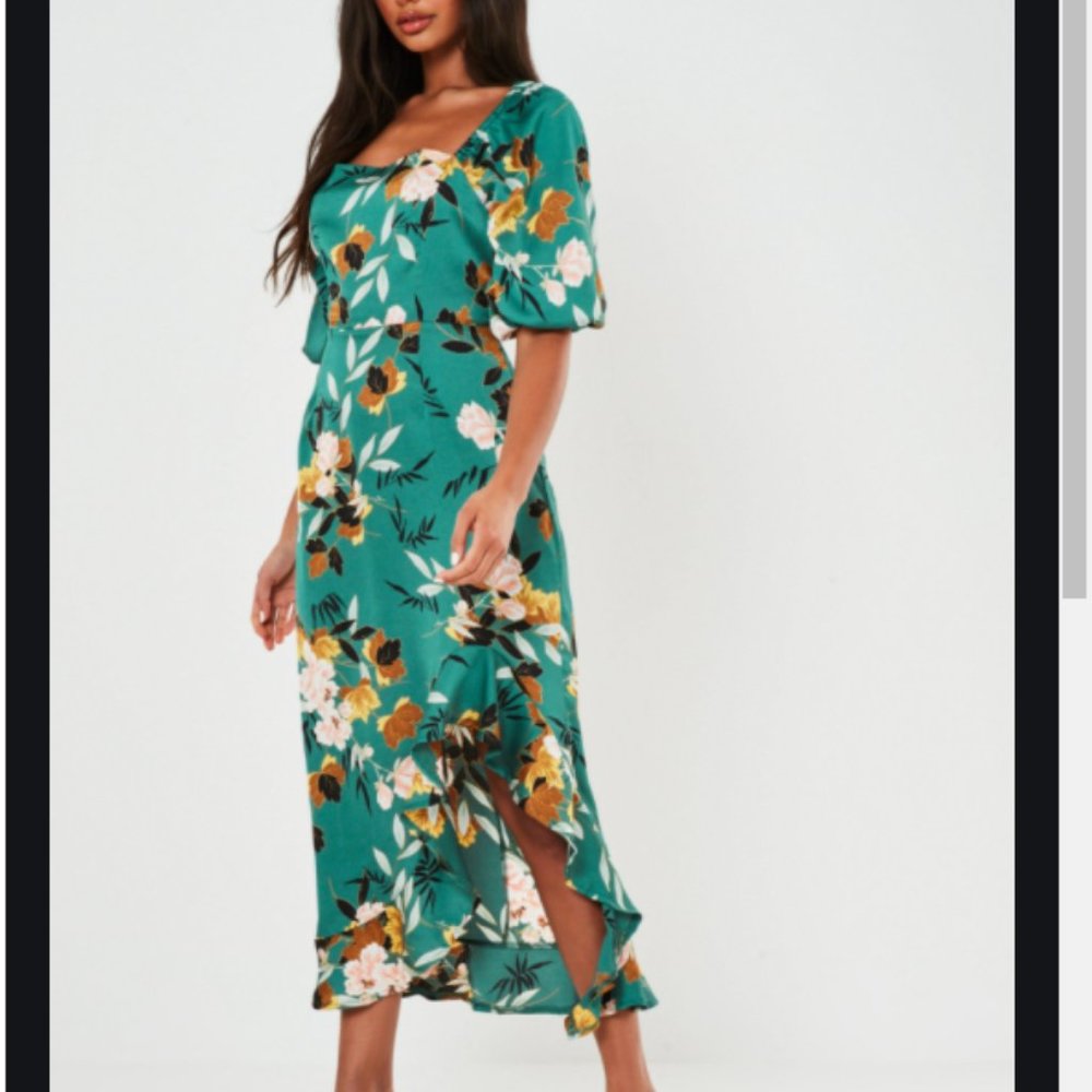 Missguided - Green Floral Midi US 6